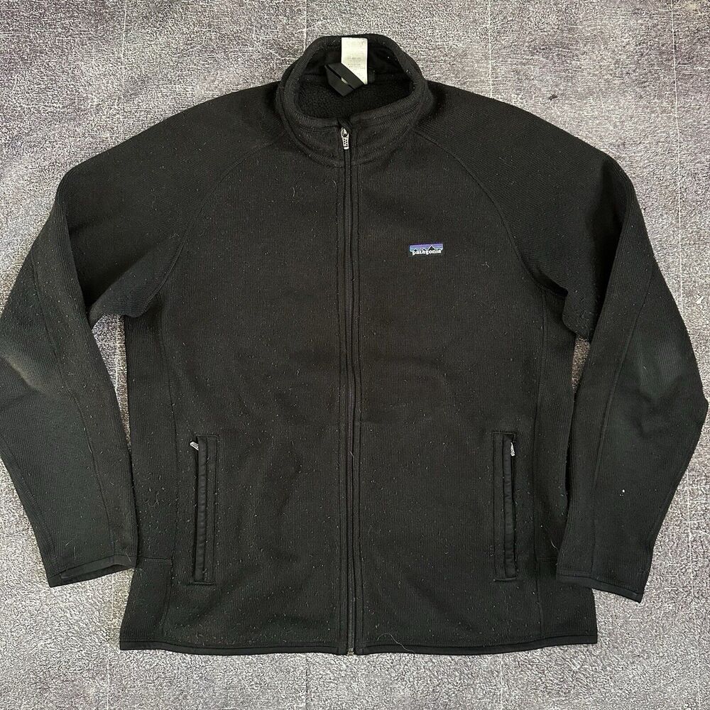 Men's Patagonia Black Full Zip Up Better Sweater Fleece Bomber Light Jacket Sz L